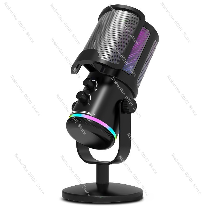 Streaming Mic Condenser - USB RGB コンデンサーマイク デスクトップゲーミングマイク ライブストリームコンピューターブロードキャスト用