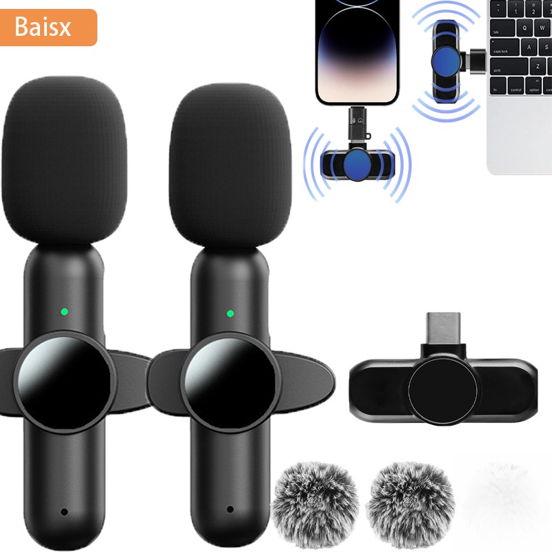 Streaming Mic Condenser - iPhone iPad用ワイヤレスラベリアマイク、録音、ライブストリーム、YouTube、Facebook用ワイヤレスマイク、ノイズリダクション、自動同期機能付き