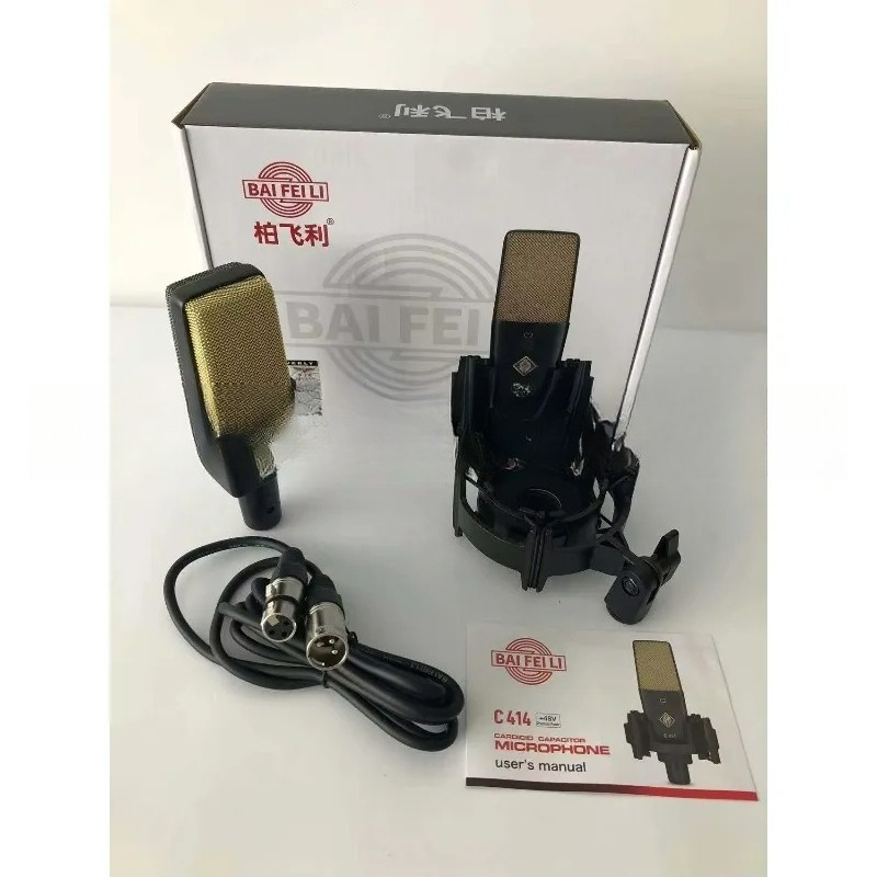 Streaming Mic Condenser - C414プロフェッショナルコンデンサーマイク、34mmラージダイアフラムカーディオイドマイク、歌/録音/ストリーミング用