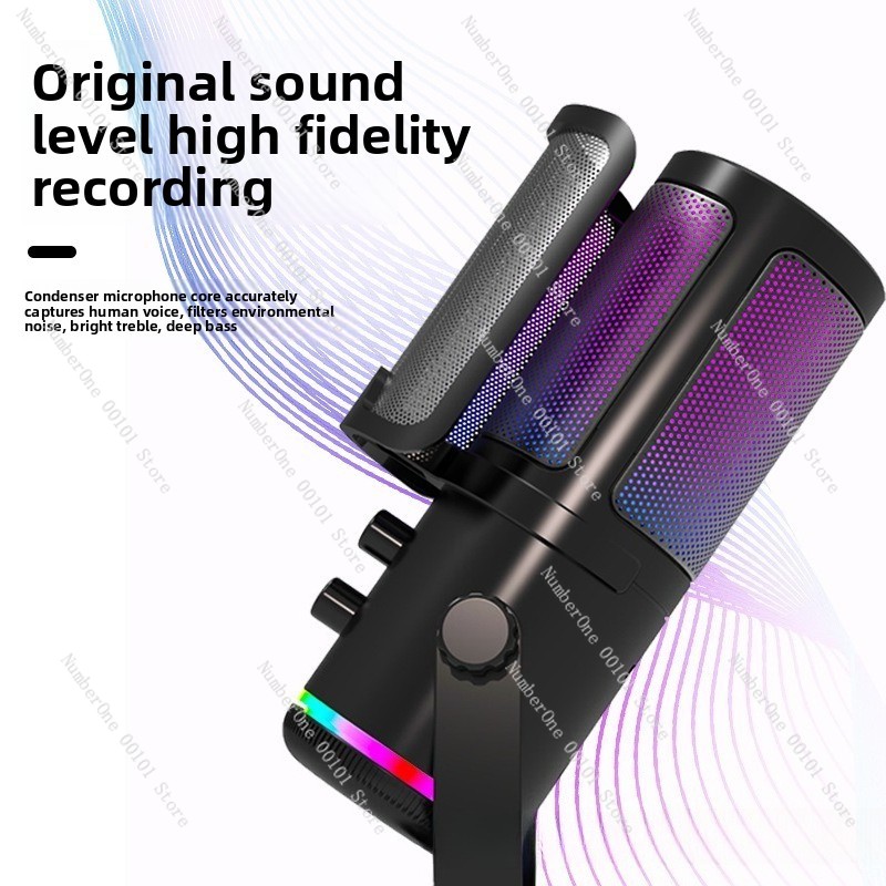 USB RGB コンデンサーマイク デスクトップゲーミングマ - Streaming Mic Condenser のレビューと価格