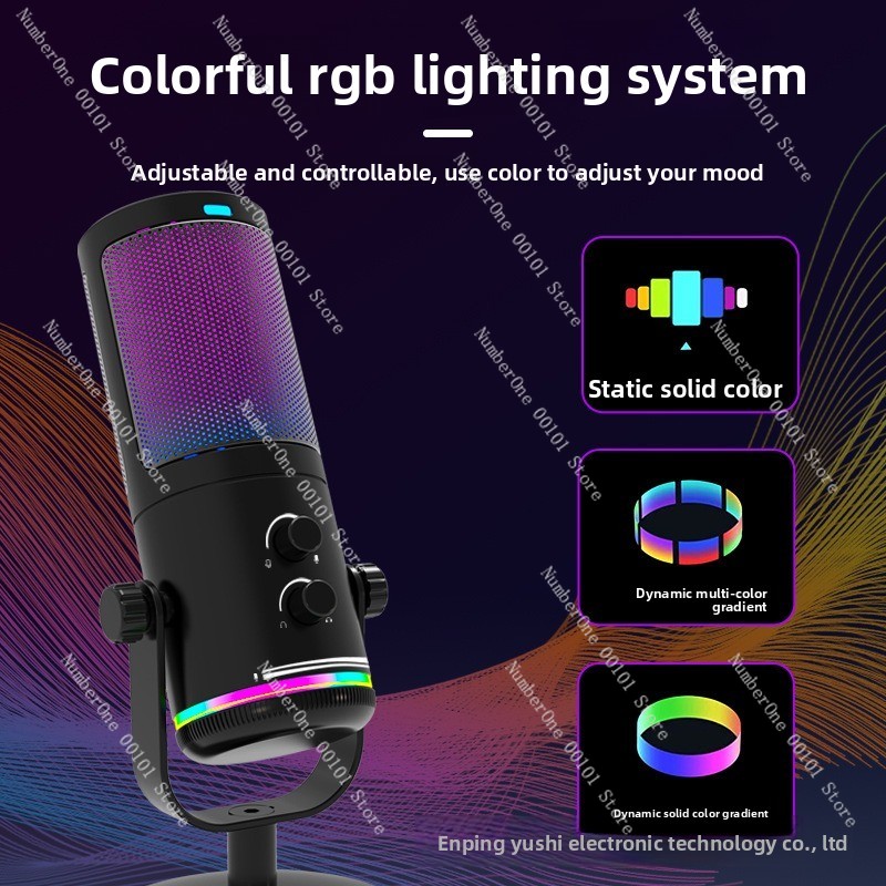 USB RGB コンデンサーマイク デスクトップゲーミングマ - Streaming Mic Condenser のレビューと価格