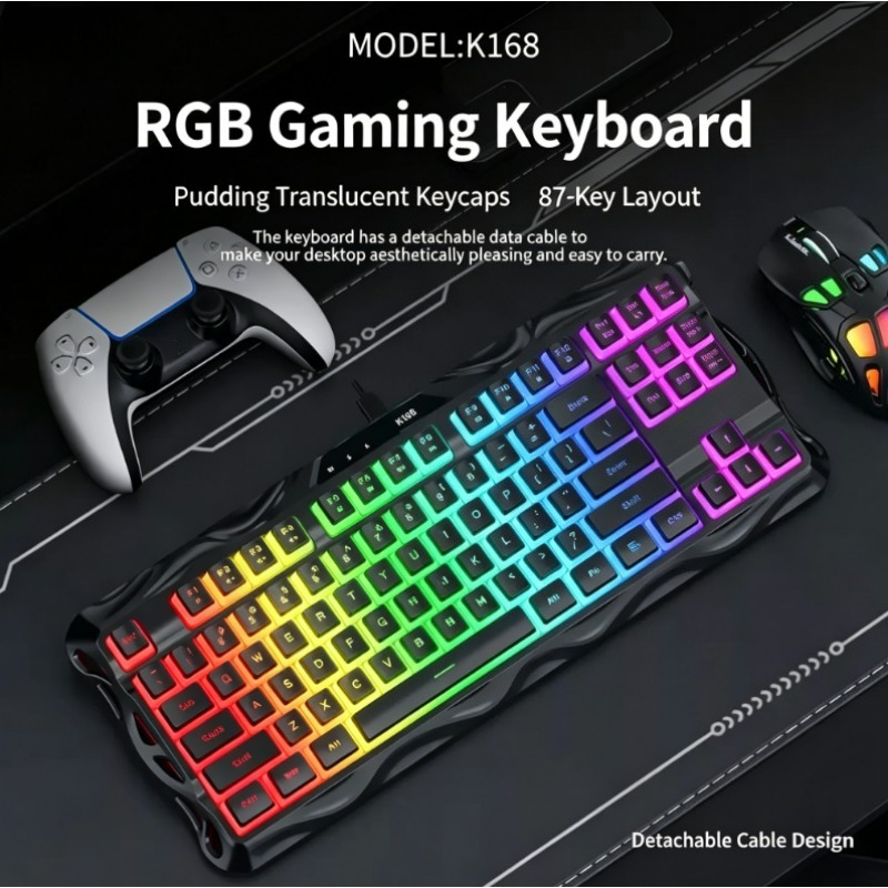 K168 87キー有線ゲーミングキーボード RGBバックライ - Esports Gaming Competition のレビューと価格