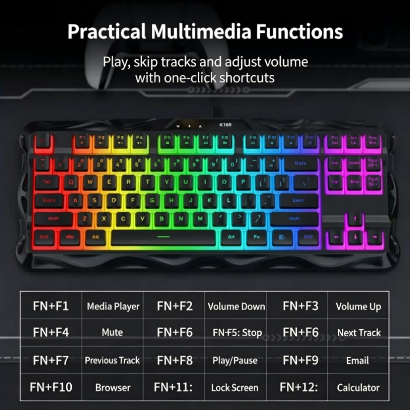 K168 87キー有線ゲーミングキーボード RGBバックライ - Esports Gaming Competition のレビューと価格