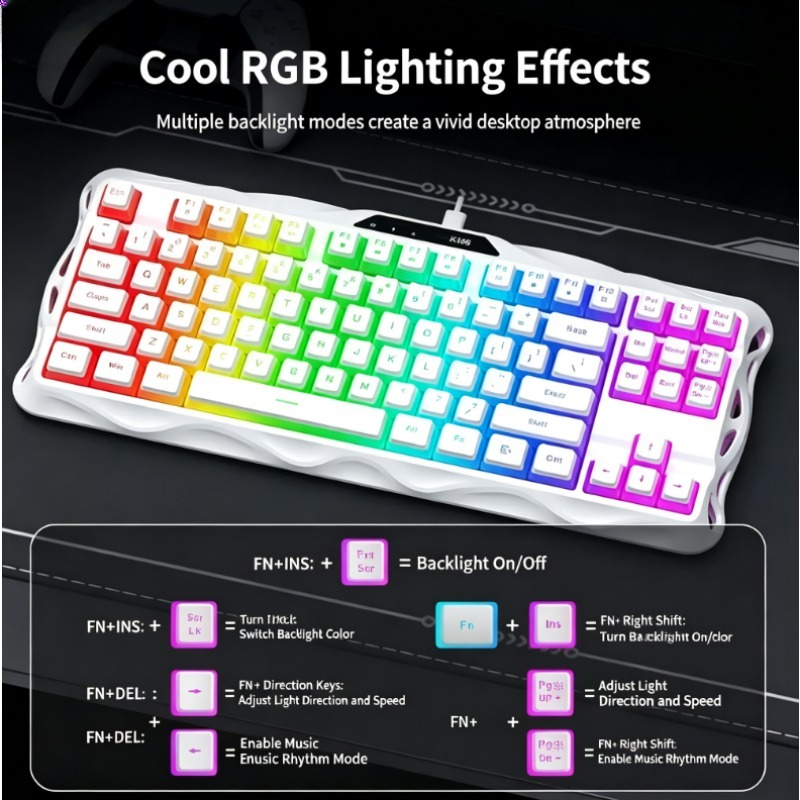 K168 87キー有線ゲーミングキーボード RGBバックライ - Esports Gaming Competition のレビューと価格