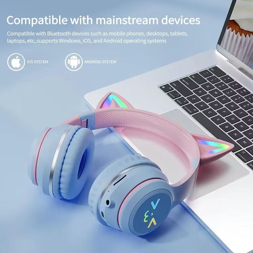BluetoothワイヤレスRGBGlowイヤホン,猫の耳の - Esports Gaming Headphones のレビューと価格