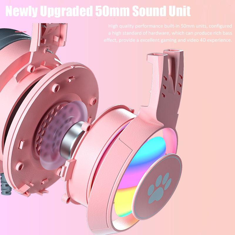 マイク付きのかわいい猫の耳のゲーミングヘッドフォン,RGBの - Esports Gaming Headphones のレビューと価格