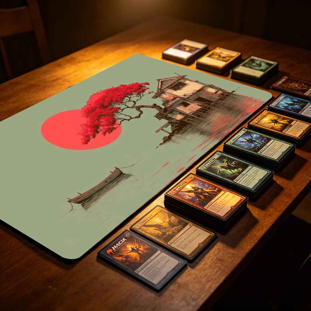 浮世絵風景TCGプレイマット 赤い楓の木 水上住宅ボート 東 - Esports Gaming House のレビューと価格